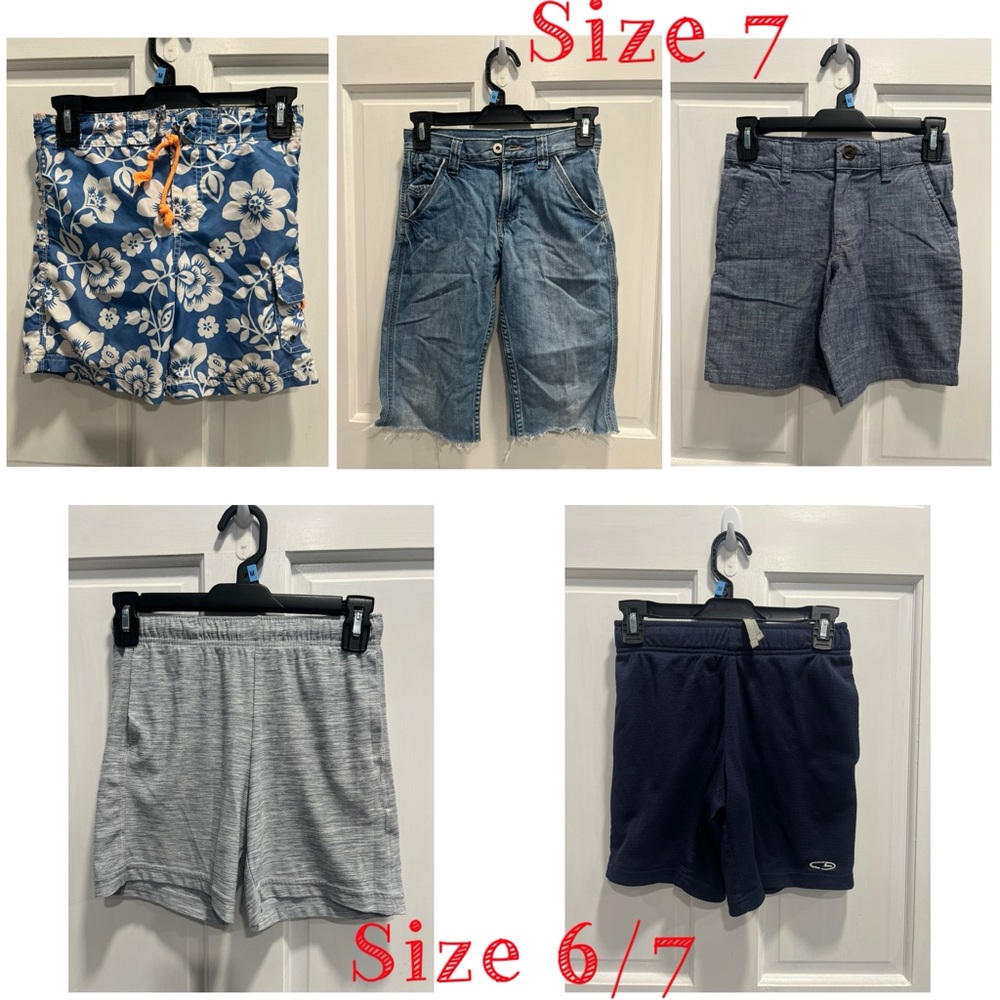 LOT Of 5 Boys Summer Shorts Including 1 Swim SIZE 6 & 7 Mixed Brands Pre Loved